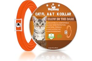 WOYAMAY Collare Antiparassitario per Gatti Fluorescente Impermeabile - Antipulci Gatto con Design Sicuro e Comfort, colore arancione