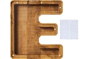 GOXAEEE Spardose Buchstabe Holz Kinder Alphabet Sparbüchse Kreative Sparschwein als Haus Dekoration Geschenke für Geburtstag Weihnachten (E)