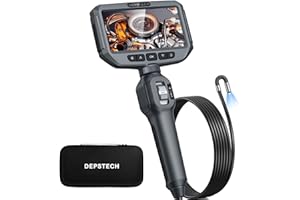 DEPSTECH Endoscopio Articolato da 210°, Sonda Telecamera con Schermo IPS da 5", Telecamera Endoscopica Minuscola da 6,2 MM con Luce, Impermeabile Endoscopio industriale per Automotive, Meccanica -1,5M