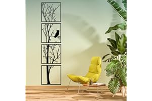 Luccyle 4 Piezas Decoración de Pared de Metal,Arte de pared de metal,Negro decoración de pared minimalista,decoración de pared de metal para el hogar Oficina (15.7in×63in)