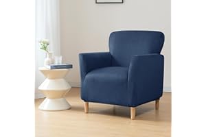 OKYUK Banquet Armchair Slipcovers Luxury Velvet Chair Slipcovers with Arms Stretch Chair Covers for Living Room Soft Armchair Slipcover Anti Slip Dog Pet Friendly Furniture Protector (Navy blue)