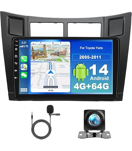 Autoradio Hikity 9″ Per Toyota Yaris/Vizi 2005-2011 – 8 Core 4G+64G, Wireless Carplay E Android Auto, GPS, 32EQ, Bluetooth, SWC, Telecamera Posteriore Inclusa