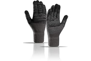 INSISMY Winter Gloves Anti-Slip Touch Screen Warm Thermal Gloves Grip Gloves Knitted Soft Lining Texting Mottled Pattern Unisex for Women Men Hiking Cycling Riding Running