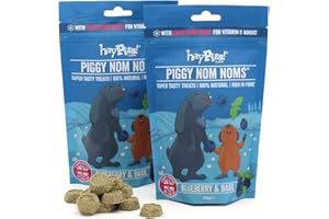 HayPigs Piggy Nom Noms 2 x 70g Blueberry and Basil Natural Guinea Pig Treats with Guinea Pig Vitamin C - Also Perfect for Rabbit Treats