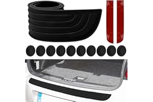 HEEDPEIUR Car Rear Bumper Protector,Car Door Sill Protector,Universal Rear Bumper Guard Protector,Black Anti-Scratch Rubber Bumper Protector Strip With 10 Pcs Car Door Shock Absorber For Car Pickup SUV(90*7cm)