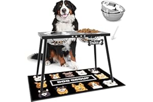 ADENGL Erhöhte Hundenäpfe aus Metall, 43,2 cm hoch, erhöhter Hundenapfständer, Hundefutterschalen mit 3000 ml Edelstahlnäpfen und spritzsicherer Matte für extra große Hunde, Hundefutter und