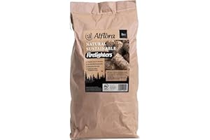 Alflora 1KG Premium Wood Wool Handmade Firelighters - 100% Natural, Eco-Friendly, Sustainable - Quick & Safe Lighting - Clean, Odourless, Longer Burning - Indoor & Outdoor Uses