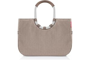 reisenthel loopshopper L herringbone mokka – Stabile Tasche mit praktischen Fächern aus recycelten PET-Flaschen – Charmantes und wasserabweisendes Design