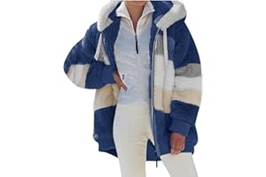 SYDUZAX Giacca Invernale Pile Donna Taglie Forti Offerte Cappotto Sherpa Teddy Giacca Sci Felpa con Cappuccio in Peluche Fronte-retro con Cerniera Coulisse in Più Colori Cappotto Calda Ampia Confortevole