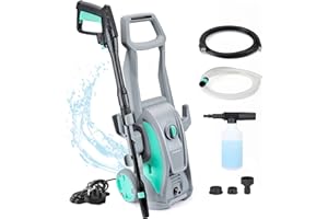 HAUSHOF High Pressure Washer 2 IN 1, Portable Electric Jet Washer 135 Bar 426L/H with Rotating Nozzle 0-120°, Idea for Patio Car Garden Fences Yard Cleaning