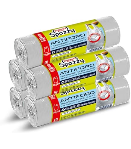 Sacchi Spazzatura Grandi 120L Ambra - 80 Buste Ultra Resistenti Per Rifiuti Industriali 90x120 Cm