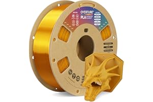 OVERTURE Filamento PLA 1.75mm, 1kg Bobina(2.2lbs), Precisione Dimensionale +/- 0.02 mm, per Stampante 3D (Oro Reale)