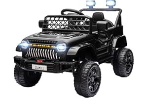 AIYAPLAY Coche Eléctrico para Niños de +3 Años Coche Eléctrico Infantil de Batería 12V con Mando a Distancia Velocidad Ajustable USB Faros Bocina Negro