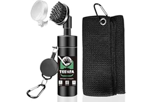 Teenfa Golf Club Brush Groove Cleaner - Golf Club Cleaning with Built-in Water Spray with Strong Retractable Keychain - Golf Cleaning Towel Gift for Men