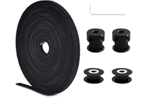 iMetrx Rueda dentada GT2 + (10 mm x 5 m), correa Synchron + llave hexagonal, correa de sincronización de impresora 3D cerrada, ejes X+Y, correa dentada para impresoras 3/CR 10/Prusa I3 y máquinas CNC.