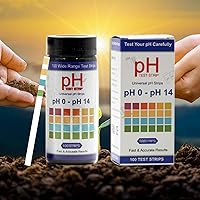 Crushmet Bodentester, 0-14 PH Bodentest, Boden PH Teststreifen(100 Streifen), Bodenmessgerät für Pflanzen, Boden pH…