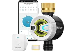 ‎SHRIVEE Shrivee Bewässerungscomputer WLAN mit Messing-Wassereinlass, APP-Steuerung über 2,4 GHz WLAN und Bluetooth, Niederschlagsverzögerung, manueller/automatischer Bewässerungscomputer