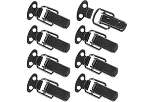 LISSUDA 8 Pcs Spring Loaded Toggle Latches Small Toggle Latch Clips Stainless Steel Catch Clamp Clips Duck Billed Buckles Spring Loading Toggle Clasp for Toolbox Closet Locker Case Drawer Black