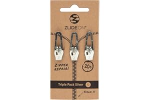 ZlideOn Zipper Pull Replacement - 3pcs, Silver, Large - Instant Zipper Replacement Slider