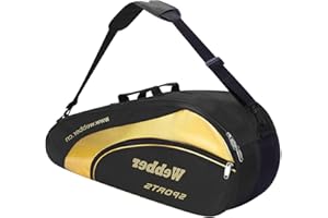 LONTG Sac de Raquette de Badminton Tennis en Oxford 1200D Sac à Dos/épaule Grande Capacité 3-6 Raquettes Sacoche de Tennis Squash Etanche Sacoche de Sport Badminton Portable à Chaussures Homme Femme