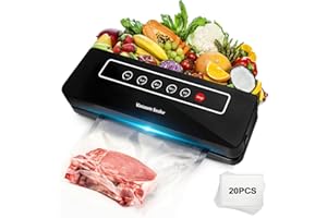 DICTIEN Vacuum Sealer Machine, Vacuum Food Sealer Heat Sealer Machine for Dry and Moist Food Fresh Preservation with 20pcs Seal Bags, Hose Included