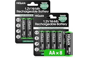 HiQuick AA battery, NI-MH 2800mAh, rechargeable AA batteries 1200 cycles, low self-discharge with retail packaging and 8 batteries
