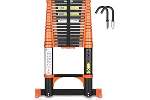 LOUAK&HIRON Alu Teleskopleiter 4.7M Ausziehbare Leiter, Klappleiter Stehleiter Rutschfester, aus hochwertigem Aluminium Ausziehleiter Mehrzweckleiter Haushaltsleiter