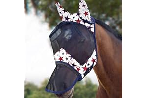 Harrison Howard CareMaster Cheval Masque Anti-Mouches Nez Long avec Oreilles Protection UV pour Cheval-Étoile de rêve (L)