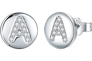 J.Endéar Earrings Initial Letter A-Z for Women Girls 925 Sterling Silver Hypoallergenic Tiny Studs, Jewelry Birthday Children's Day Gifts for Kids Daughter