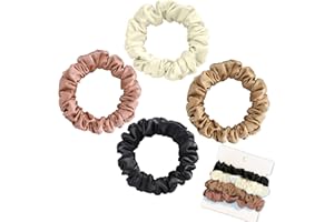 Olakin 4 Pezzi Elastico per Capelli in Vera Seta, Eleganti per Donne Elastici per Capelli Scrunchies in Raso, Accessori per Capelli, Fascia a Coda di Cavallo(Miscelazione dei colori)