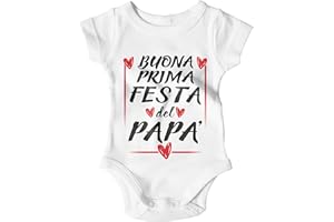 STAMPATEK Body Neonato Festa Papà Bodino Prima Festa del Papà Tutina festa del papà neonato Manica Corta Idee Regalo Divertenti Body Neonata con scritte per Papà