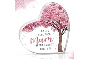 Gleevara Gifts for Mum, Christmas Birthday Gift for Mum, Heart-Shaped Plaque Desk Decor, Exquisite Mum Birthday Gifts from Daughter Son, Presents for Mum Mother