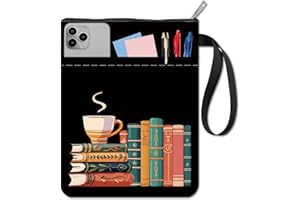 CRASPIRE Custodia per Libri Copertine per Libri da caffè Modello di Libro Protezione per Libri Nera per Libri Tascabili Copertina per Libri in Tessuto Lavabile con Cerniera e Tasca Extra sulla Manica