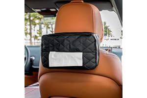 NganSuRong Car Tissue Holder for 120 Standard Tissue,Extra Large Tissue Box Cover Rectangle in Car,PU Leather Backseat Napkin Holder Organizer Storage (Black A)