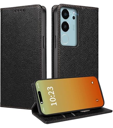 Leder-Hülle Für VIVO V29 5G / S17 Pro 5G - Mit Kartenfächern & Kickstand, Braun, PU-Leder