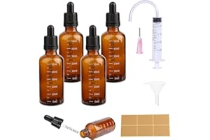 PYROCLASIA 4 sztuki szklanych zakraplaczy, 50 ml, szklana butelka z zakraplaczem, brązowa, pipeta, butelki z kroplomierzem, z 10 pomocnikami, butelka z zakraplaczem, na perfumy, olejek, aromaterapia