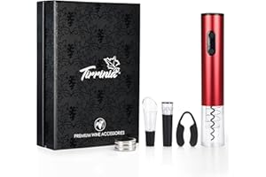 Kato Tirrinia Set Regalo apribottiglie Elettrico - Kit di Accessori per la rimozione del Tappo di Bottiglia di Vino con aeratore per Vino, Taglia-Foglio, Anello antigoccia e Tappo per Vuoto, Regalo