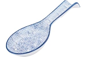 NICOLA SPRING Repose-cuillère/repose-ustensiles de cuisine fantaisie en porcelaine avec motifs imprimés de fleurs bleues