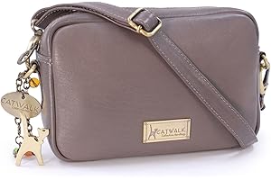 Catwalk Collection Handbags - Mała Damska Skórzana Torebka Crossbody - Torebka Listonoszka Kuferek - Regulowany Pasek na Ramię - Polly