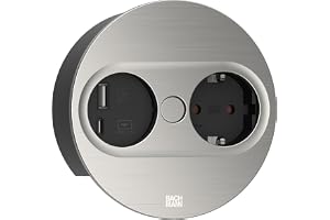 BACHMANN Twist 2 1xCEE7/3 1 x USB A/C 22 W 2,0 m AEH rostfritt stål optik rund