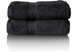 Glart - Set di asciugamani premium in spugna, disponibili in 6 colori e 5 dimensioni, composto da 2 asciugamani da 50x100 cm, nero