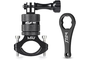 HSU Uchwyt na kierownicę GoPro, uchwyt rowerowy 360 stopni, ze stopu aluminium, do kamer Hero 11/10/9/8/7/6/5/4/3 i innych kamer sportowych (czarny)