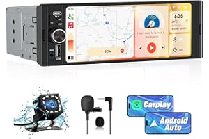 AWESAFE 6.36” Autoradio 1 DIN con Schermo, Car Radio con Wireless CarPlay Android Auto Bluetooth FM AUX Tipo-C, Inclusa la Telecamera posteriore