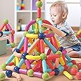 64PCS Magnetic Building Blocks for Kids Ages 4-8, Construction Toys for Boys and Girls, Large Size Magnetic Sticks and Balls Game Set for Kid’s Early Educational Learning