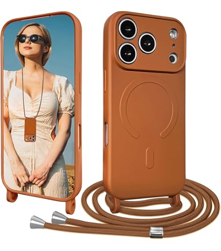 Selencia Nova Croco Telefoonhoes Met Koord En Pashouder Voor De Apple Iphone 17 Pro Beige