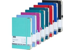 ONAVIA A5 Notebooks Lined Notepad with 100 GSM Thick Paper, 8 Pack Hardback PU Leather Note Books for Office School Home Business Work, Classic Ruled Journal Notes Diary Pad with Pen Loop, 14 x 21cm