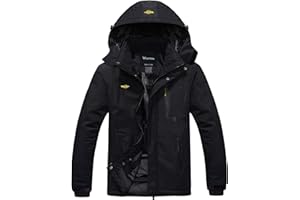 Wantdo Męska Kurtka Narciarska, Ciepła Kurtka Zimowa, Polarowa, Wodoszczelna, Oddychająca Kurtka Outdoorowa, Z Kapturem, Wiatrówka