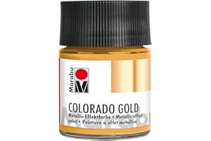 Marabu 12640005784 - Metallic Effektfarbe, Colorado Gold metallic gold 50 ml, auf Wasserbasis, lichtecht, wetterfest, schnell trocknend, zum Pinseln und Tupfen auf saugenden Untergründen