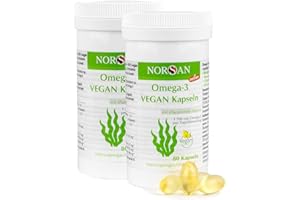 ‎NORSAN NORSAN Premium Omega 3 Vegan Kapseln 2er Pack (2x 80 Stück) - 1.700mg Omega 3 pro Tagesdosis - vegane Algenöl Kapseln mit hohem EPA- & DHA-Anteil - Algenöl aus nachhaltigem Anbau