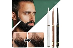 AUMUDE Men Beard Filling Pencil Natural Eyebrows Beard Filler Pen Mustache Styling Pen, Beard Pencil Filler for Men, Effective Enhance Facial Hair- Natural Looking Beard, Moustache & Eyebrows (Black)